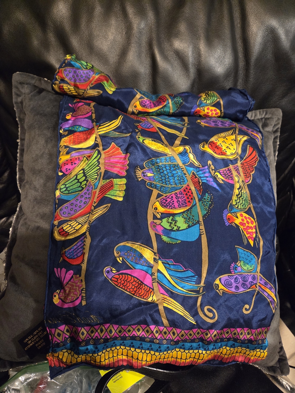 Vintage Laurel Burch Silk Scarf - The Honey Collection - Fantastic Birds